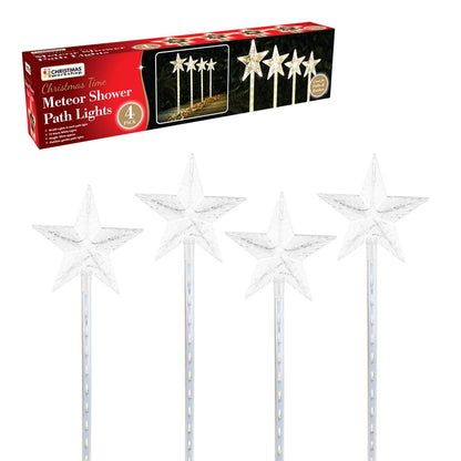 The Christmas Workshop 70429 Meteor Shower Garden Path Outdoor Christmas Decorations | 55cm Tall | 4 Pack | 72 Warm White LED Light Bulbs