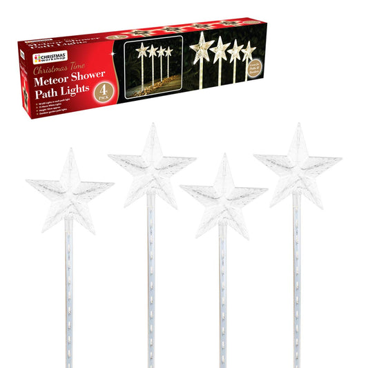 The Christmas Workshop 70429 Décorations de Noël d'extérieur pour allée de jardin effet pluie d'étoiles filantes | 55 cm de haut | Lot de 4 | 72 Ampoules LED blanc chaud