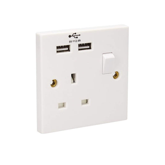 1 GANG 13A SP SWITCHED WITH 2.4A DUAL USB PORTS