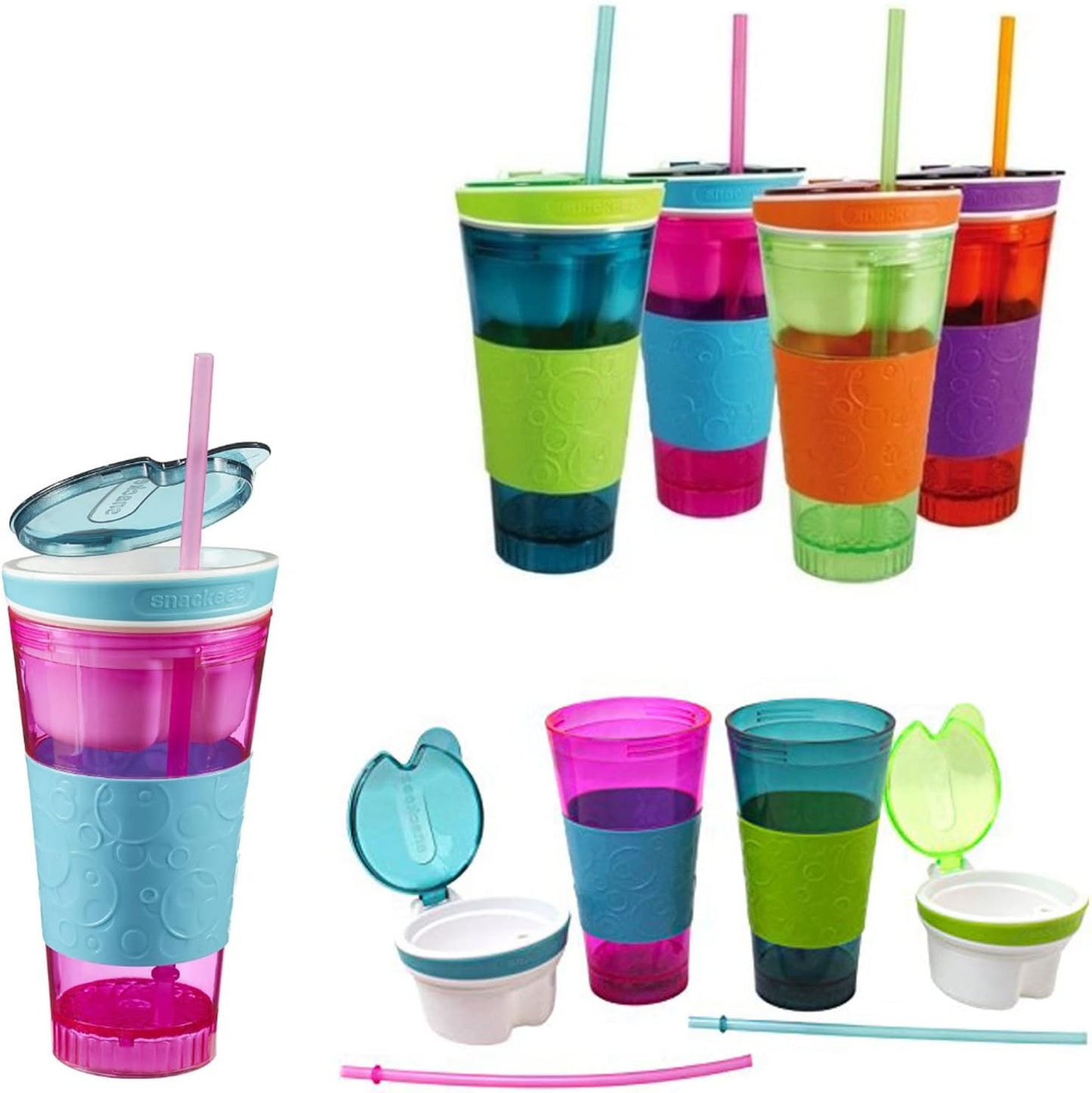 Easy Snackeez 2-in-1 Snack N Drink 4 Colors Travel Cup