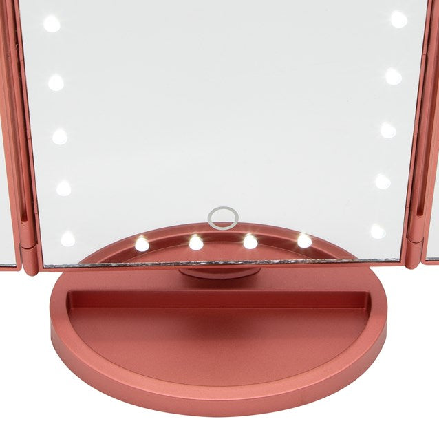 Bauer LED Foldable Mirror - Rose Gold