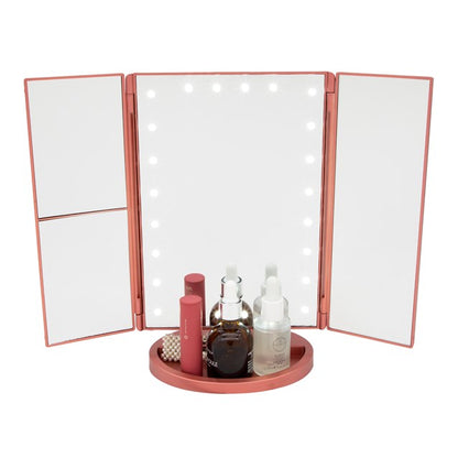 Bauer LED Foldable Mirror - Rose Gold