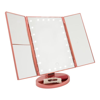 Bauer LED Foldable Mirror - Rose Gold