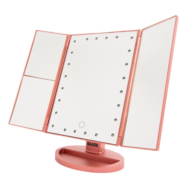 Bauer LED Foldable Mirror - Rose Gold