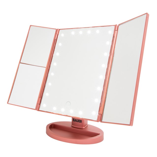 Bauer LED Foldable Mirror - Rose Gold