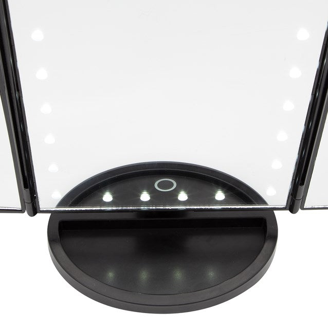 Bauer LED Foldable Mirror - Black