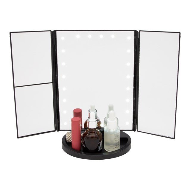 Bauer LED Foldable Mirror - Black
