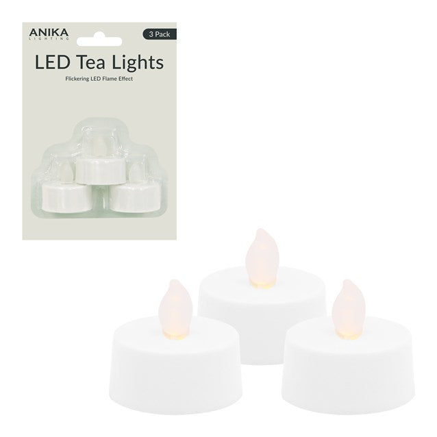 LED Flickering Tealights - 3 pack B/operated