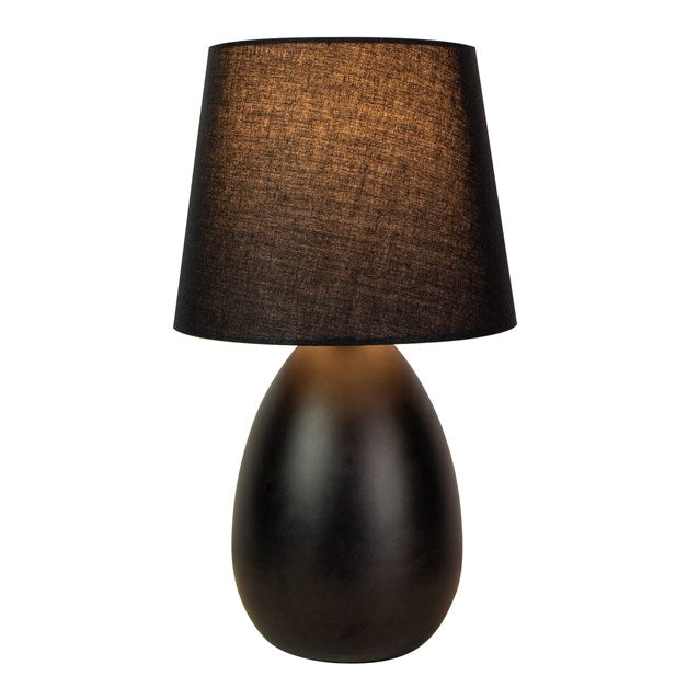 Lampe de table ovale en métal noir avec base