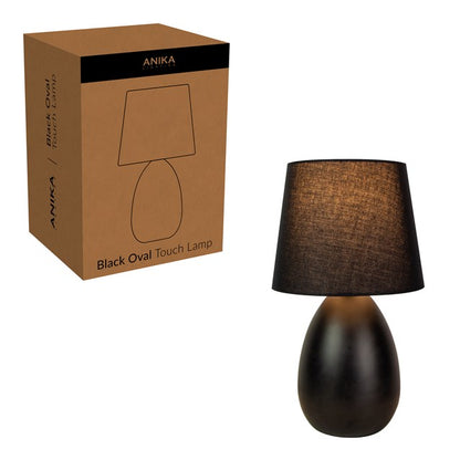Lampe de table ovale en métal noir avec base