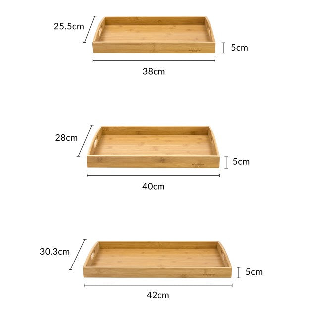 Blackmoor 3 Piece Bamboo Tray Set