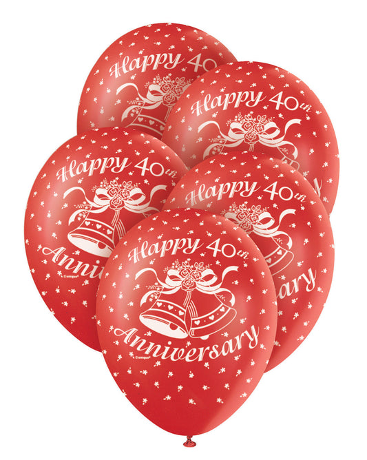 40th anniversary balloons 5pk