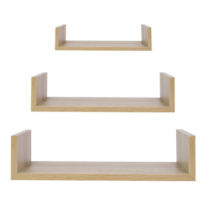 3pk Oak Effect U Shaped Shelves