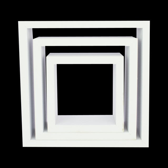 3pk White Floating Cube Shelves