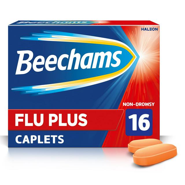 Beechams Flu Plus Cold Flus Caplets Pain & Congestion Relief x16