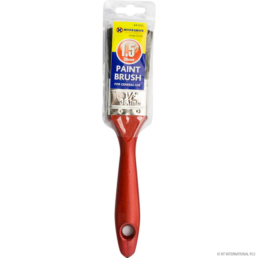 Precision 1.5" Paint Brush - 38mm Width - Red Handle for Professional Painting