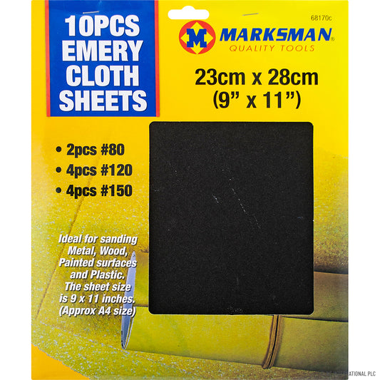 10pc Emery Cloth Sheets - High-Quality Abrasive Sandpaper - 9" x 11" for Precision Sanding and Polishing