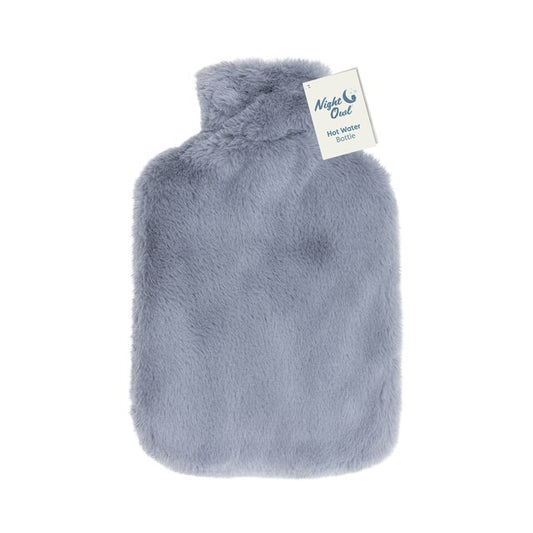 2L Grey Faux Fur Hot Water Bottle