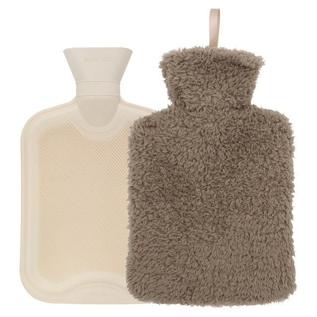 2L Taupe Teddy Fur Hot Water Bottle