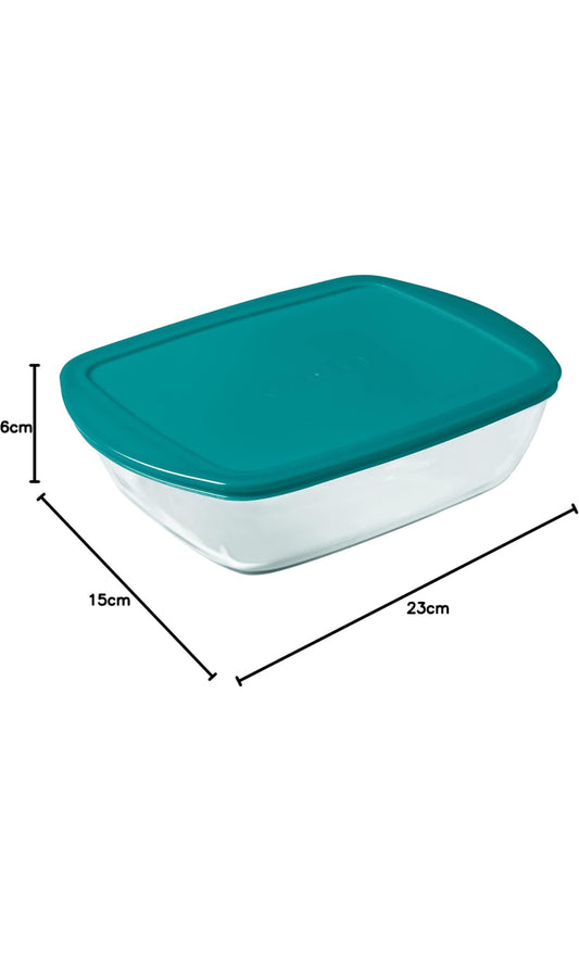 Plat Rectangulaire Transparent Pyrex Avec Couvercle, 1,1L