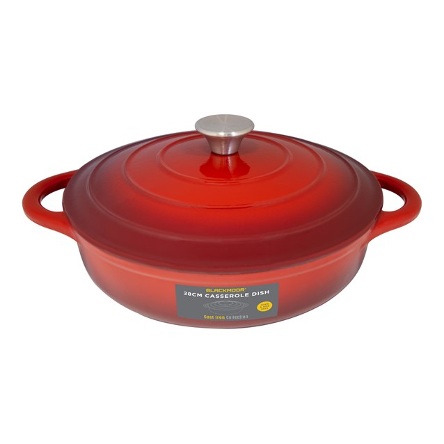 Blackmoor Cast Iron 28cm/2.5L Low Casserole Red