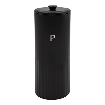 Blackmoor Pasta Tin Metal Black Round Spaghetti Food Storage Canister with Airtight Lid