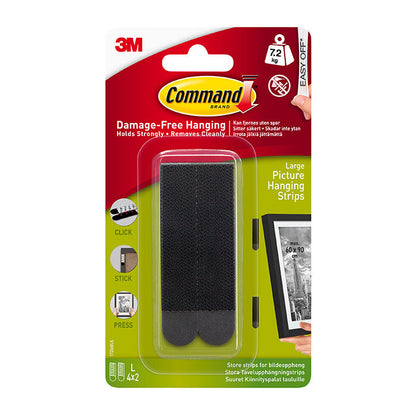 Command Large Picture Strips Black 4pk - 17206BLK