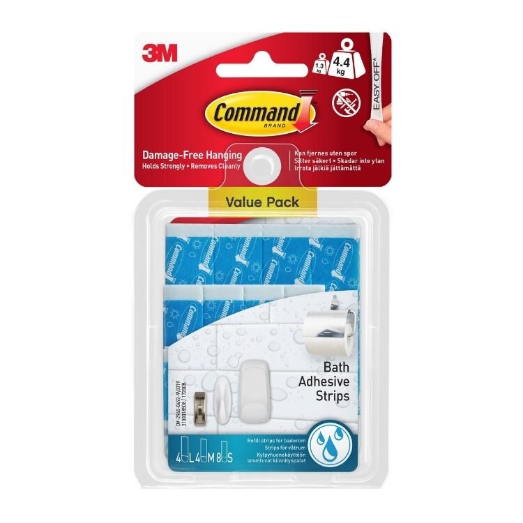 Command 17200B -16PK Bandes de recharge assorties résistantes à l'eau pour salle de bain