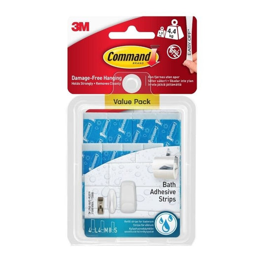 Command 17200B -16PK Bandes de recharge assorties résistantes à l'eau pour salle de bain