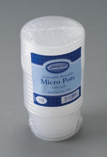 Pot rond micro de 120 ml avec couvercle, lot de 10