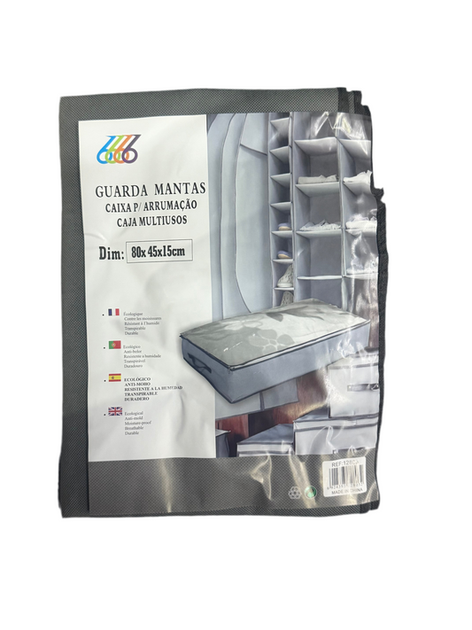 Basics Sacs de rangement zippés sous lit en tissu, gris 80x45x15cm