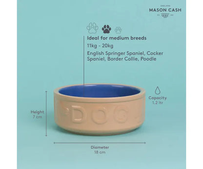Gamelle pour Chien Lettres Bleues & Rotin 18cm - Solution d'Alimentation Élégante pour Animaux.
