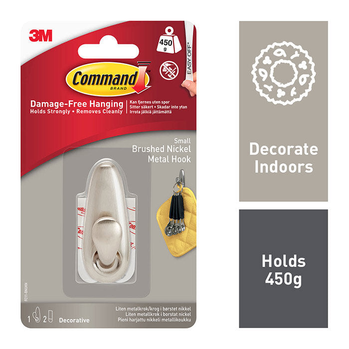 Command Metal Hook Brushed Nickel Finish FC11-BN