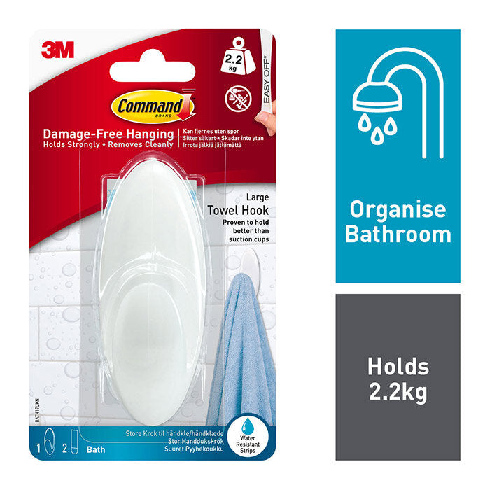 Crochet Adhésif pour Grande Serviette Command BATH17-ES