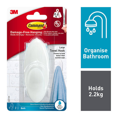 Crochet Adhésif pour Grande Serviette Command BATH17-ES