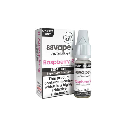 88Vape Anytank Raspberry R 1mg E-Liquid 10ml Bottle