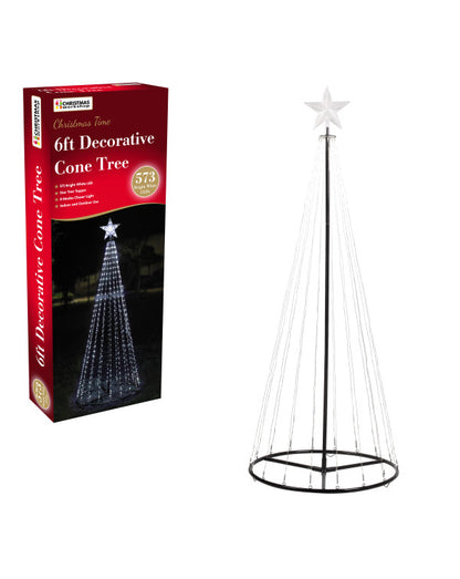 Sapin conique de Noël extérieur 1,8 m LED - blanc