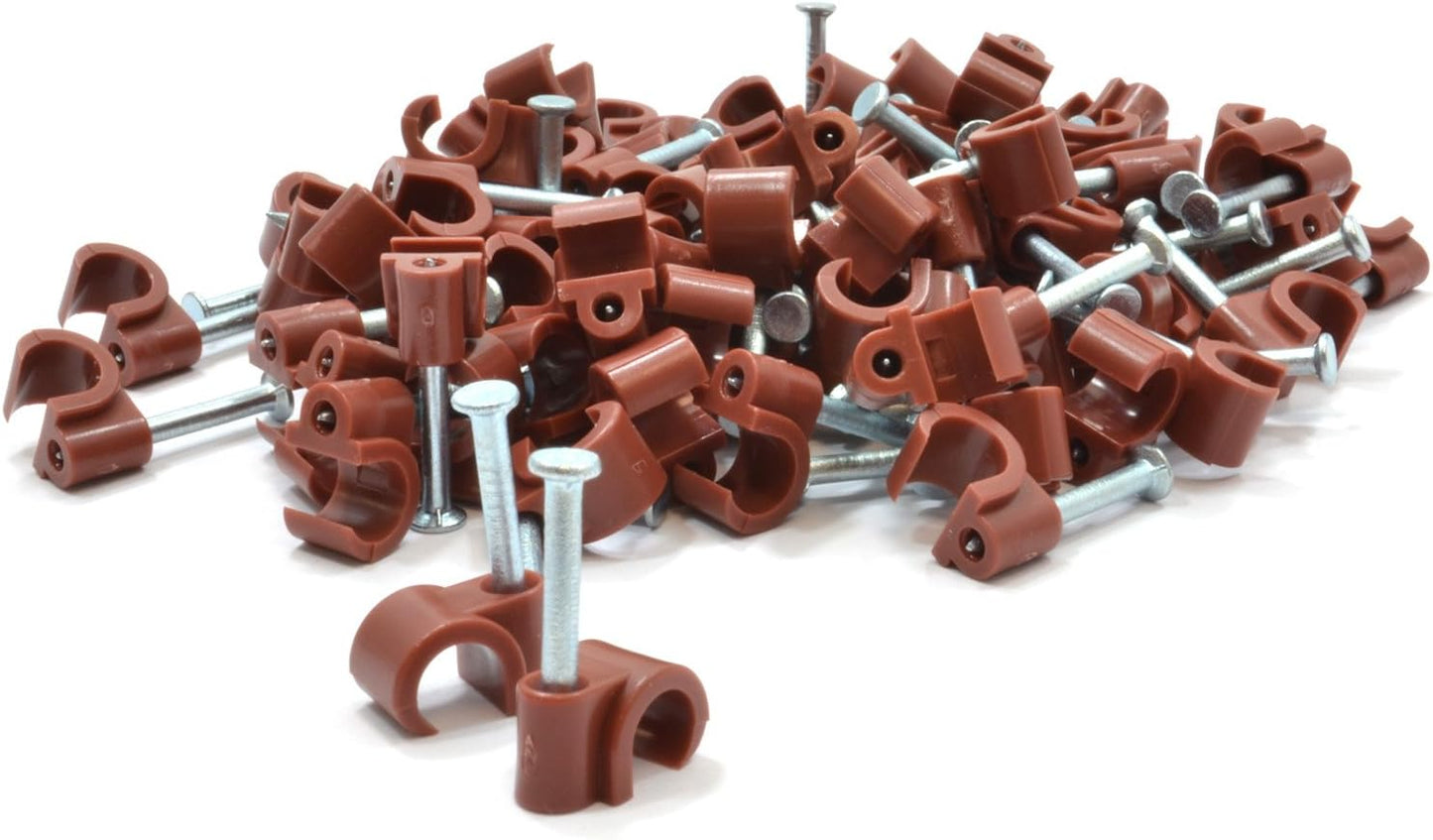 Serre-câbles, ronds marron 6 mm (pour TV/coaxial)