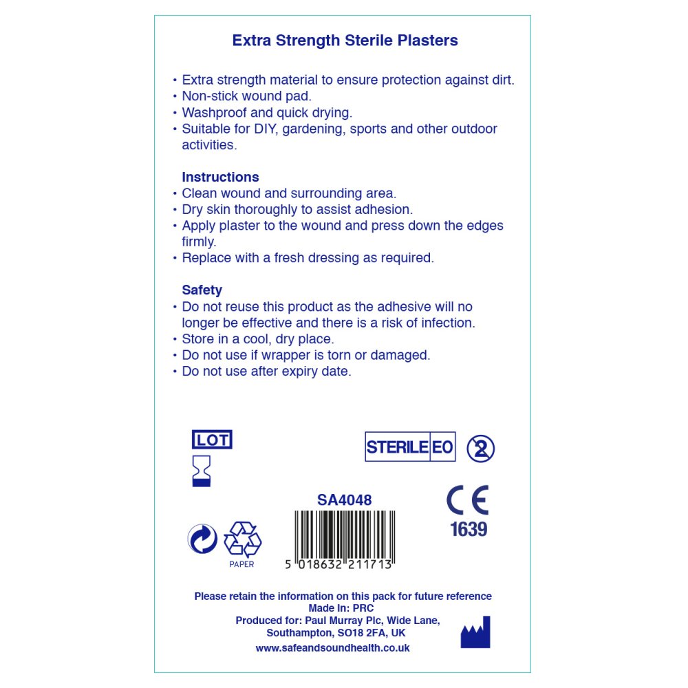 EXTRA STRENGTH PLASTERS 12 PACK