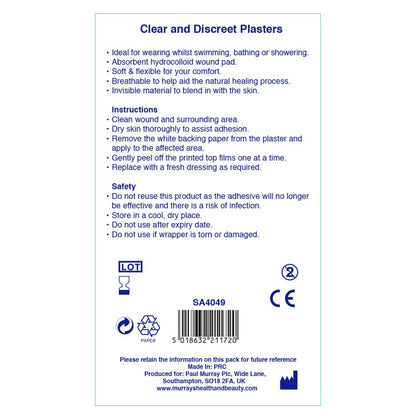 CLEAR & DISCREET PLASTER 12 PACK