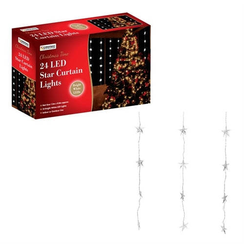 Guirlande lumineuse rideau 24 LED étoiles