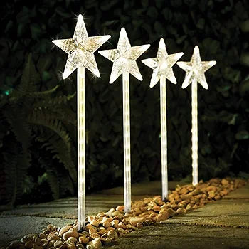 The Christmas Workshop 70429 Meteor Shower Garden Path Outdoor Christmas Decorations | 55cm Tall | 4 Pack | 72 Warm White LED Light Bulbs