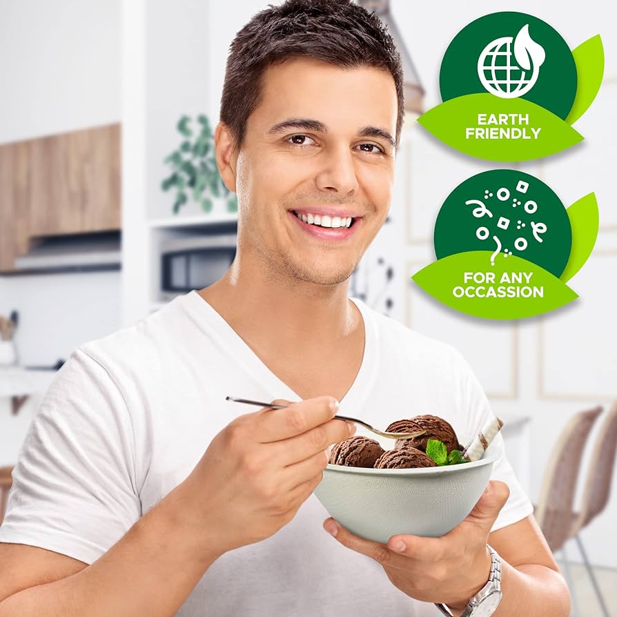Bols Jetables Compostables Éco-Bio en Bagasse de Canne à Sucre 6oz Lot de 10