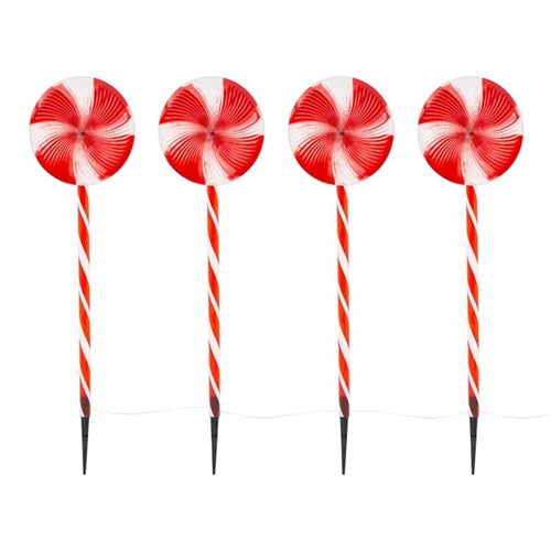 The Christmas Workshop 73199 Lot de 4 bornes lumineuses sucettes