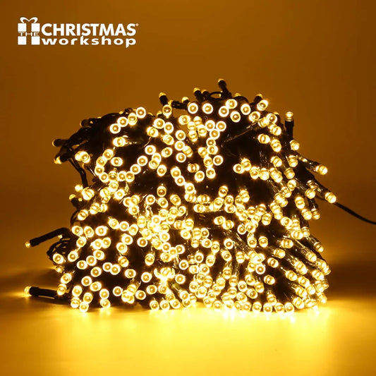 The Christmas Workshop Guirlande Lumineuse de Noël 200 LED Blanc Chaud Effet Scintillant / Lumières de Fée Intérieures ou Extérieures / 13,9 Mètres / 8 Modes d'Éclairage / Idéal Pour Noël, Mariages et Jardins