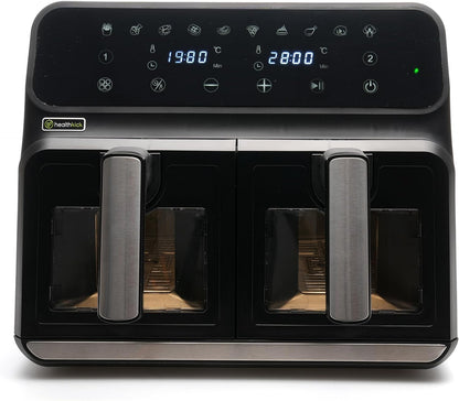 Friteuse à air double zone Health Kick 8L Digi-Touch avec fenêtre - Noir