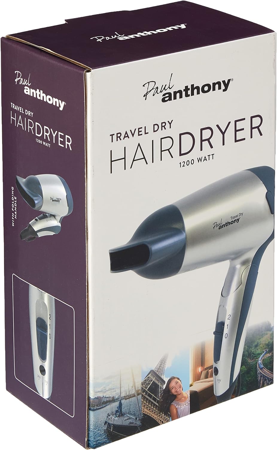 Paul Anthony 'Travel Dry' 1200w Travel Hair Dryer - Silver