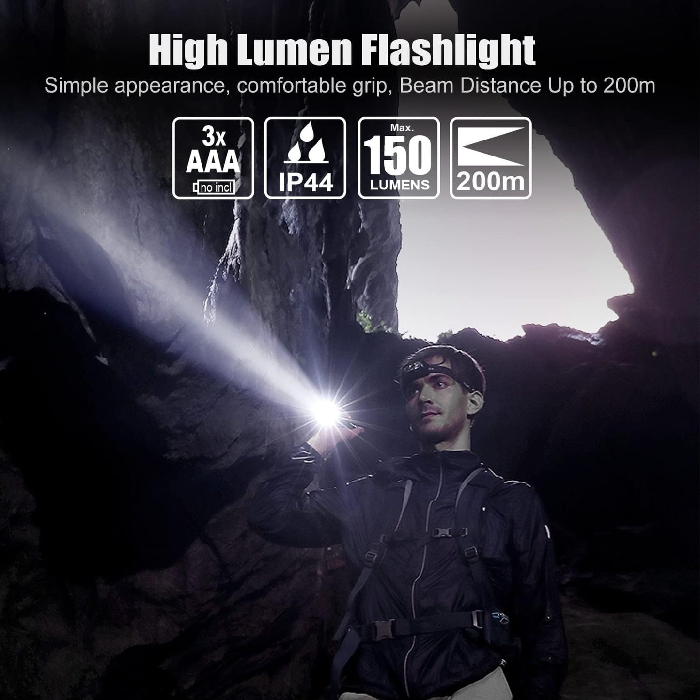 EXTRASTAR LED Torch, LED Handheld Flashlights Battery Powered 5 Lightning Modes, Pocket Size for Camping, Running, Hiking, Outdoor and Indoor