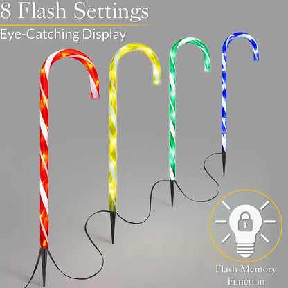 CHRISTOW Lumières de Noël sucre d'orge, décorations de chemin pour extérieur, LED clignotantes, alimentation secteur, lot de 4 x 58cm (multicolore)