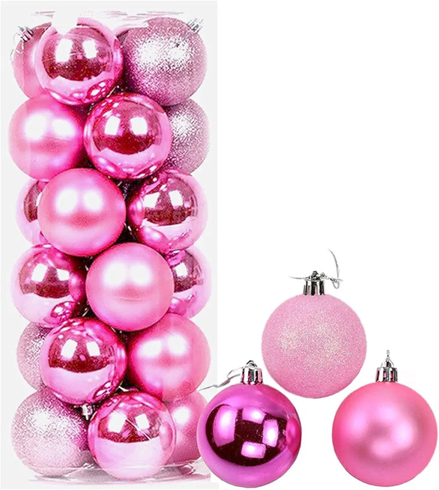 6 Boules de Noël Incassables Roses, Décorations pour Sapin de Noël, Boules de Noël à Suspendre, Décorations de Fêtes - Brillant, Mat, Pailleté